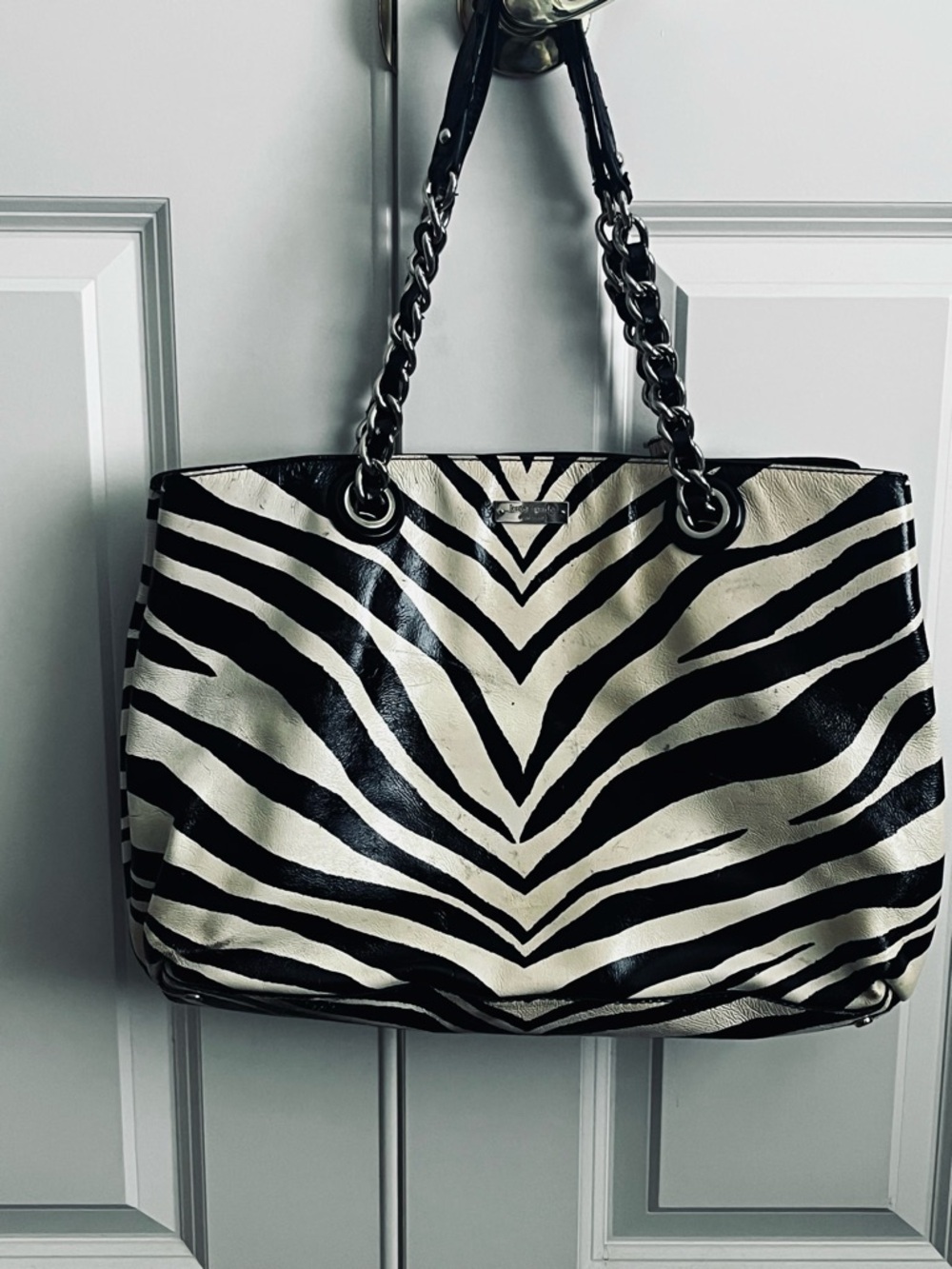 kate spade Zebra-Print Chain-Handle Shoulder Bag - Black & White